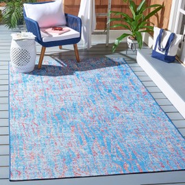 Safavieh Summer Collection SMR408M Boho Indoor/ Outdoor Area Rug, 6'6" x 9'4", Blue / Red