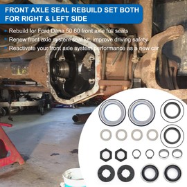 MOEBULB for Ford Front Axle Seal Set Outer Axle Knuckle Tube Dust Inner Tube Seal Needle Bearing Thrust Washer O-ring Hub Seals for Ford 1998-2004 Super Duty Excursion F250 F350 F450 F550 Dana 50 60