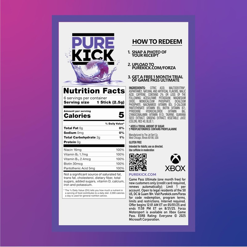 Pure Kick Energy Singles To Go Drink Mix,Forza Fuel​, Includes