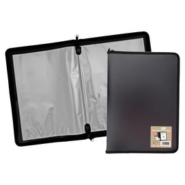 eco-eco A4 50% Recycled 30 Pocket Black Zipped Presentation Display Book, File Folder, Artwork Portfolio with Plastic Sleeves, eco090