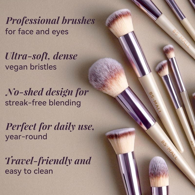 BS-MALL Makeup Brush Set 18 Pieces Premium Synthetic Foundation Powder