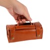 Fashion Men's Portable Cosmetic Pouch Brown PU Leather Shaving Brush