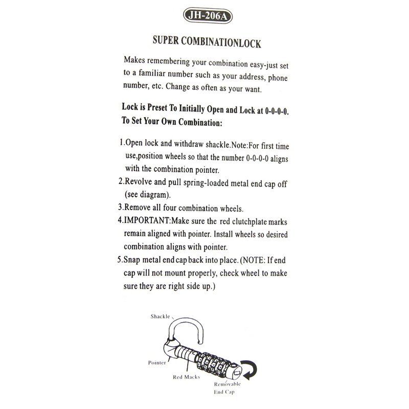 KATSU 4 Digit Combination Padlock Extra Long Shackle Zinc Alloy
