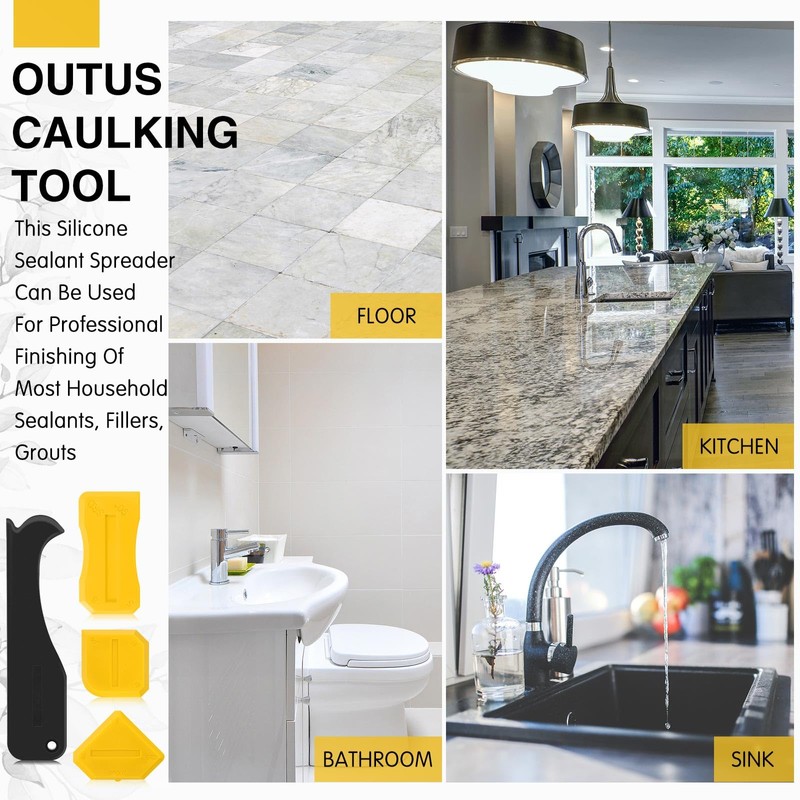 Outus 4 Pieces Silicone Caulking Tool Set Sealant Finishing Grout