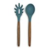 Prepara Acacia and Silicone Spaghetti and Solid Spoon set, Steel