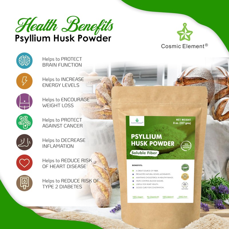 Cosmic Element 100% Pure Psyllium Husk Powder Organic – Finely
