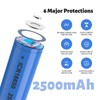 SHENMZ 16650 Protected Button Top Battery 2500mAh 3.7V Lithium Ion
