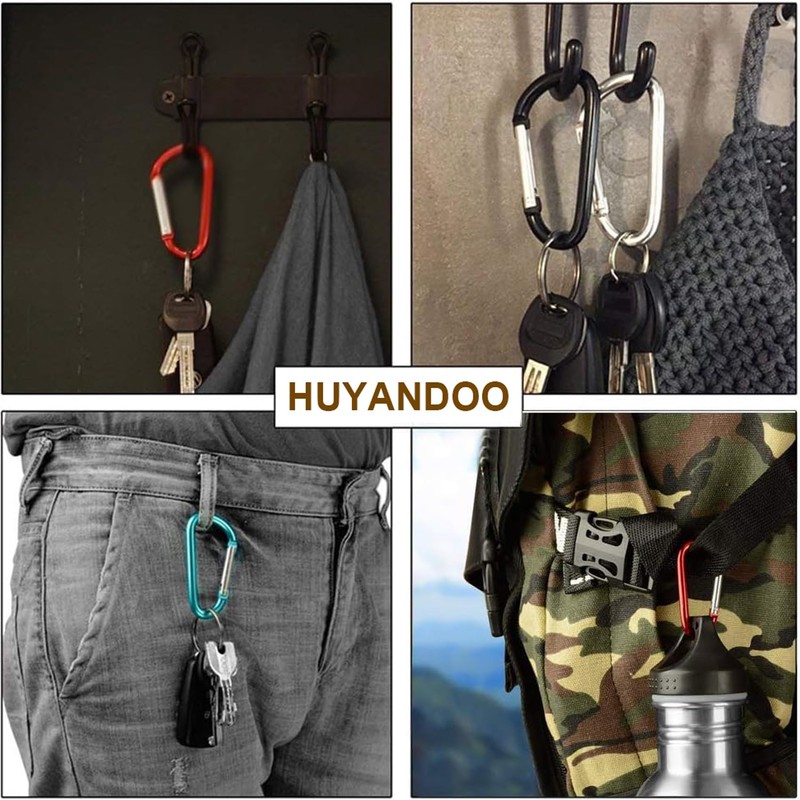 2 Pack Pink Carabiner Clip, 3" Aluminum Alloy Caribeener D