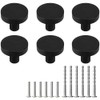 ZGIOPGEIN 6 Pcs Cupboard Knobs 30mm Matte Black Door Knobs