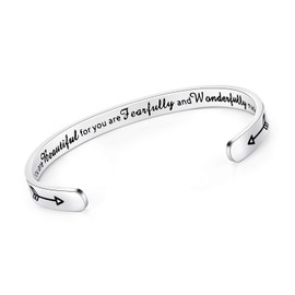 SAM & LORI Bracelets for Teen Christian Gifts for Women Religious Bat First Mothers Day Gifts Daughter Teen Birthday Confirmation Easter Valentines Christmas Stocking Stuffers Psalms 139 14 Cuff