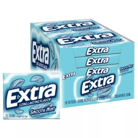 Wrigley Extra Assorted Sugar-Free Chewing Gum, 10 Packages, 150 Sticks Total  - Smooth Mint - 150 Sticks