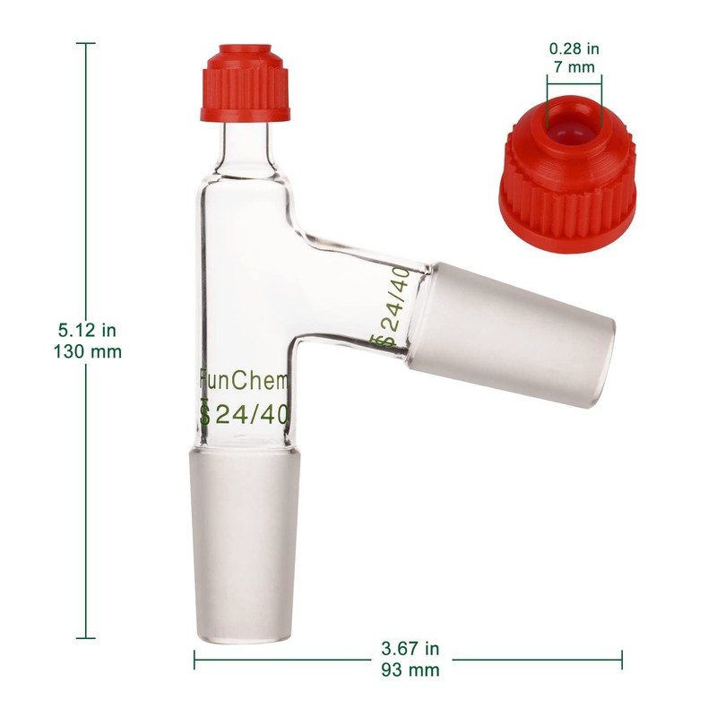 FunChem 3 Way Distilling Adapter with Screw Cap, Distillation Adapter