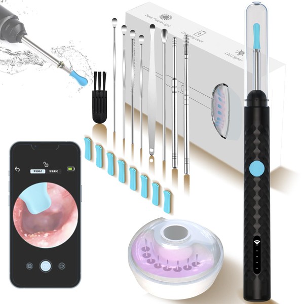 YEVDCVZX Limpiador de Oidos Cera con Cámara,Ear Wax Remover,con Base