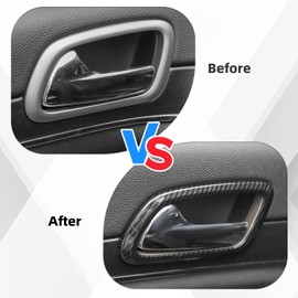 SQQP Carbon Fiber Inner Door Handle Cover Trim Ring Kit 4Pcs for 2011-2019 Jeep Grand Cherokee
