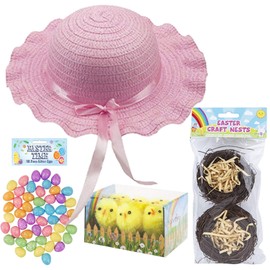 LGS AKH® Boys Easter Bonnet Complete Kit | Easter Bonnet Set Make Your Own Easter Bonnet Hat | Easter Eggs Chicks Craft Nests with Bonnet Hat | Easter Craft Supplies