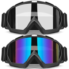 YENPK Dirt Bike Goggles, 2-Pack Motorcycle Goggles Anti-Impact ATV Goggles Motocross Goggles Ski Goggles Windproof Glasses Racing Goggles UV Protection Dust-Proof (Gray+Multicolor)