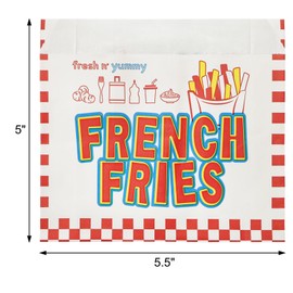 ZEAYEA 500 Pack French Fry Bag, 5.5 × 5 inch Grease Resistant Snack Bag, Serving Bags for Sandwich, Hamburger, Cookies, Disposable Hash Brown Fries Bags for Outdoor Entertaining, Restaurant, Party
