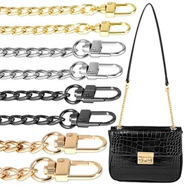 8 PCS Purse Chain Strap Extender, Modacraft Length 7.9â Metal Flat Bag Chain Straps Replacement, Easy to Extender for Crossbody Bag Handbag Charms (Champagne Gold, Vintage Black, Light Gold, Silver)