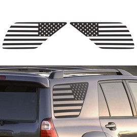 TOMALL 1 Pair American Flag Vinyl Decals Compatible with Toyota 4Runner 2003-2009 Matte Black Precut USA Flag Rear Side Quarter Window Stickers Waterproof Decoration (Matte Black, Both Sides, 4th Gen)