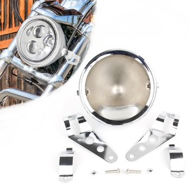 SKTYANTS 5.75" LED Headlight Shell Parts Housing Bracket Round Headlight Stay Fixing Housing Kit (Silver)