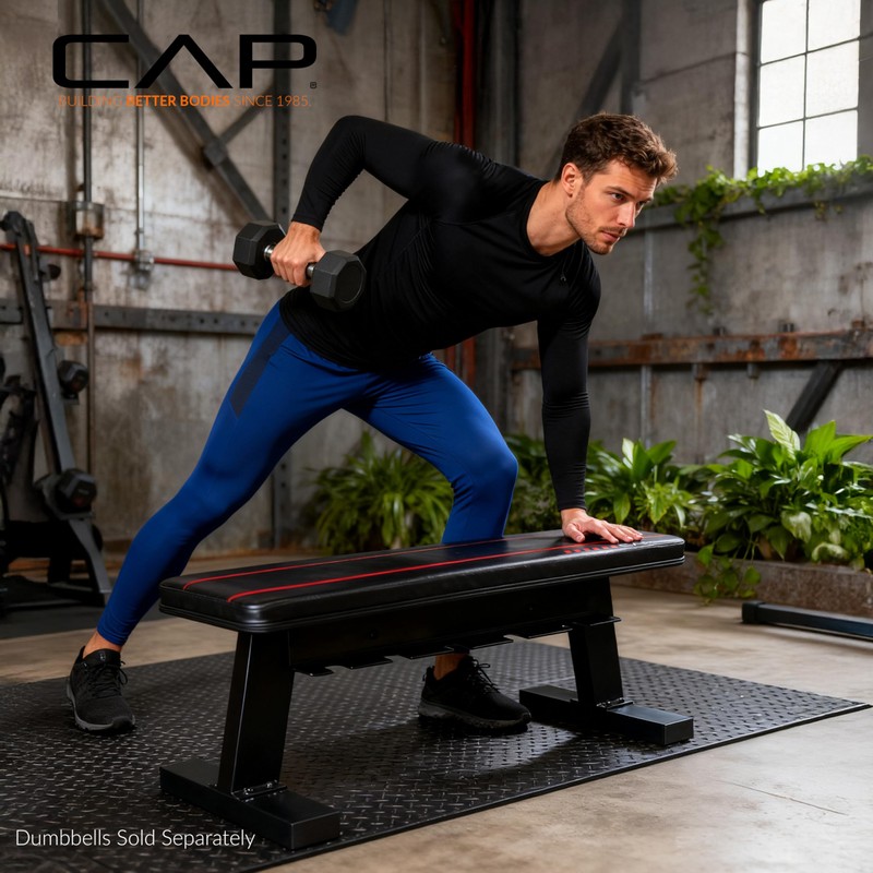 CAP Barbell Flat Bench with Dumbbell Storage, black