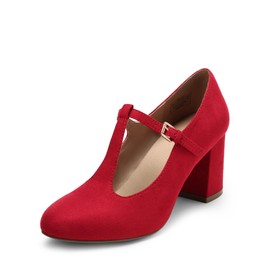 DREAM PAIRS Mary Jane Women's T Strap Court Shoes Wedding Shoes, red, 38 EU