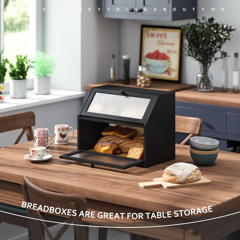 STDDRE Bread Box for Kitchen Countertop Bin Double Layer Bread