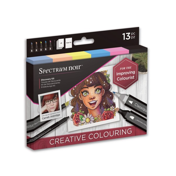 Spectrum Noir Set da colorare e arte per adulti di alta qualità, include penne a inchiostro alcolico, fodere, fogli stampati e come guidare, kit per la scoperta della colorazione, taglia unica