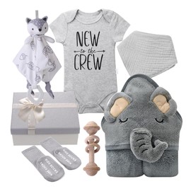 Baby Shower Gifts, Newborn Baby Blanket, Newborn Lovey Security Blanket, Baby Wooden Rattle Toy, New Born Clothes Bibs Socks