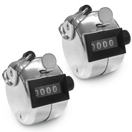 WELANE Handheld Counter, 2 PCS Silver Metal Four Digit Counter for Lap, Sport, Coach, School, Event Counting (4 x 5 x 5cm/ 1.5 x 1.9 x 1.9in)
