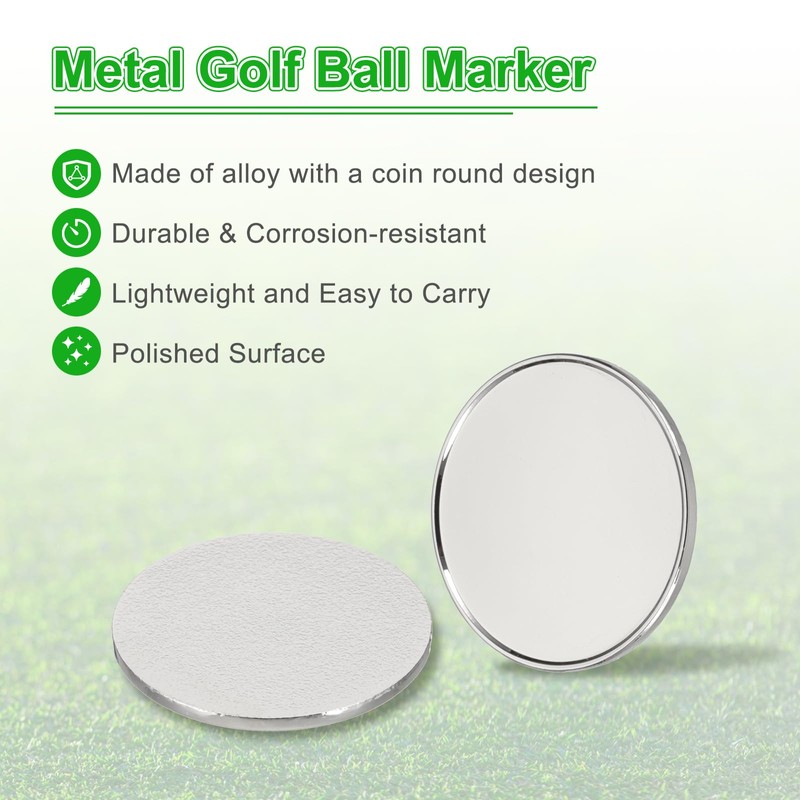 PATIKIL Golf Ball Markers 1" 6pcs Metal Blank Ball Marker