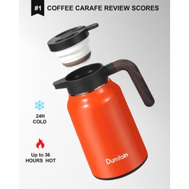 Carafes for Hot Liquids 51 oz - 12 Hour Stainless Steel Thermal Coffee Carafe-Insulated Coffee Carafes For Keeping Hot/Cold Coffee, Tea, Water, 1.5 Liter Beverage Dispenser(red)