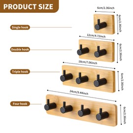 WEJOZEE 4 Pack Wood Wall Hooks, Coat Hooks Wall Mounted Rustic Wooden Hooks, Hanging Bathroom Clothes Hanger Hat & Bag Decorative Hooks Heavy Duty Entryway Wall Hangers Towel Hooks