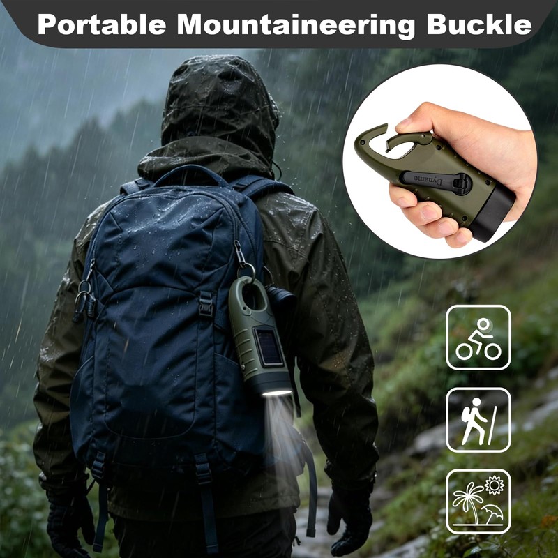2 Pack Wind Up Torch, LED Torch with Solar Power
