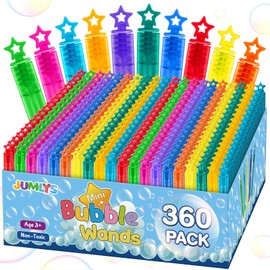 360 Pcs Mini Bubble Wands in 6 Colors, Bulk Party Favors for Kids, Themed Birthday, Christmas, New Year, Valentine, Carnival, School Classroom Prizes for Boys & Girls, Ideal Goodies Bags Stuffers