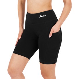 Nirlon - Pantalones cortos de motociclista con bolsillos, pantalones cortos de ciclismo para mujer, pantalones cortos de entrenamiento para gimnasio y yoga, pantalones cortos de motociclista de talla