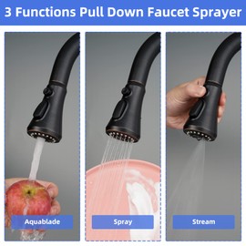 iFealClear Pull Down Kitchen Faucet Head Replacement - 3-Mode Sprayer Nozzle, Compatible with Moen, American Standard, Delta Faucets - Oil Rubbed Bronze