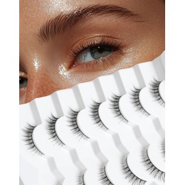 Short Cat Eye Lashes Wispy Fake Lashes Natural Demi Wispies Eyelashes Small Strip Lashes Natural Looking Eye Lashes Pack 7 Pairs D50