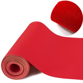 Mesheshe Self Adhesive Felt Fabric, Soft Velvet Drawer Liner, DIY Velvet Fabric for Art & Crafts, Jewelry Box Felt Liner, Solid Color Felt Wallpaper (17" x 130", Red)