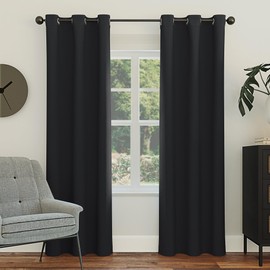 Sun Zero Easton Energy Saving Blackout Grommet Curtain Panel, 40" x 54", Black