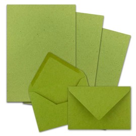 25 x Letter Paper Sets A4 with C6 Envelopes, Wet Seal, Kraft Paper, Light Green, Recycled Writing Paper with Envelopes FarbenFroh by GUSTAV NEUSER