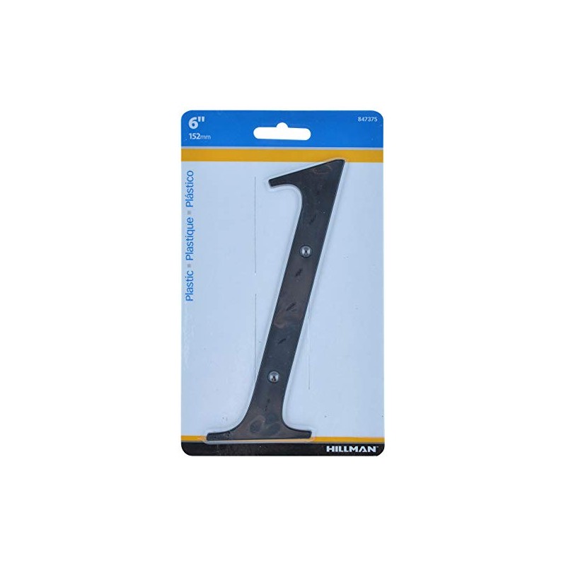 Hillman 847375 Black House Number 1, 6-Inch Nail Plastic