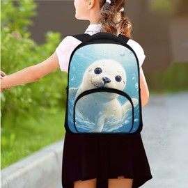 Bivxisrvo Cute Sea Lions Backpack Lunchbox for Girls Multi-Pockets Casual Bag for School Reusable Waterproof Meal Prep Cooler Lunch Bag and Pencil Case for Work Outdoor Business