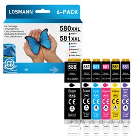 LOSMANN Printer Cartridges Compatible with Canon PGI-580 XXL CLI-581 XXL for Pixma TS6350 TS6150 TS8150 TS8250 TS6250 TS705 TS705a TS8151 TS6151 TS8152 TS9150 TS9155 TS9155 TS9155 TS99 550 TR7550