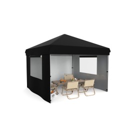 HarmonyHealth 10x10 Pop Up Canopy Tent Outdoor Canopy with 3 Removable Sidewalls One-Person Set Up Heavy Duty Commercial Instant Tent Shelter-Black