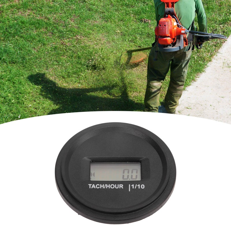 Tach Hour Meter LCD Display Round High Accuracy RPM Hour