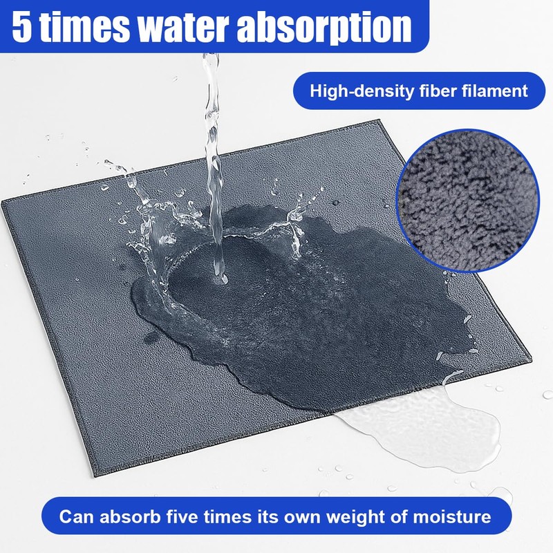 Craedli Grey Suede Microfiber Car Cleaning Cloths, 500GSM Non-Scratch Absorbent