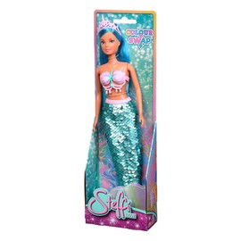 Simba 105733498 Steffi Love Colour Swap, 3-Way Assorted, Only One Item Delivered, Mermaid Doll with Sequin Tail Fin and Great Swap Effect, 29 cm, for Children from 3 Years
