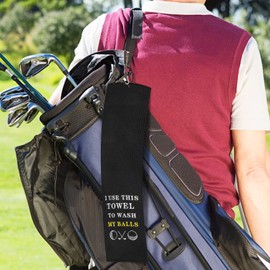 Funny Golf Towel, I Use This Towel to Wash My Balls, Golf Gifts for Men - Golf Accessories for Men, Embroidered Golf Towels for Golf Bags with Clip, Black