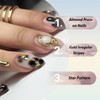 Almond Press on Nails Short Nail with Star Sun Pattern